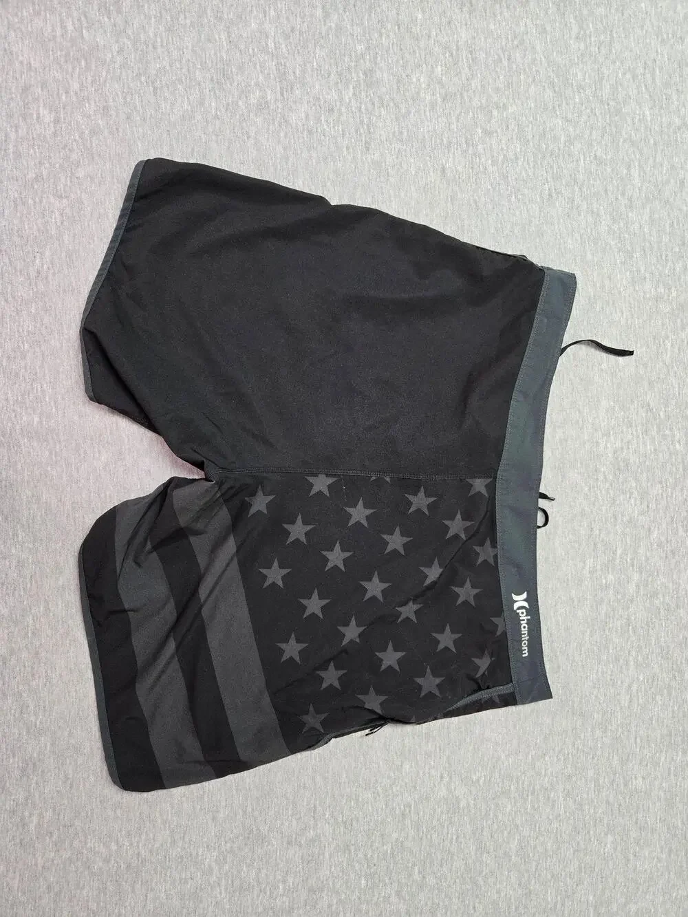 Hurley Board Shorts Mens 38 Black Flag Stars Swim Trunks Drawstring Patriotic